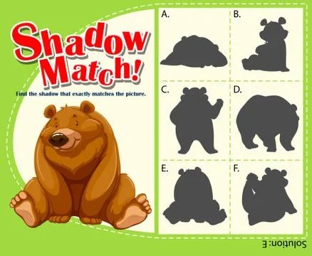 Game template for shadow matching bear Stock Illustration