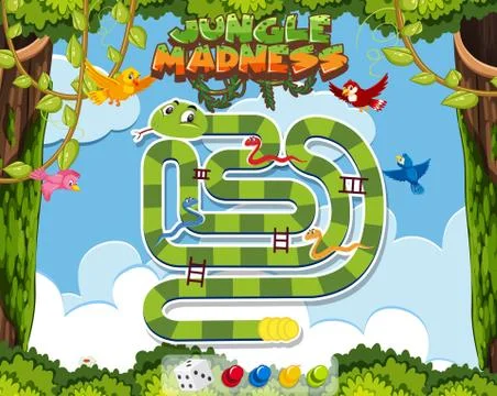 Game template with snake in the jungle Stock Illustration
