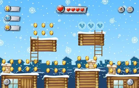 A game template snowing background Stock Illustration