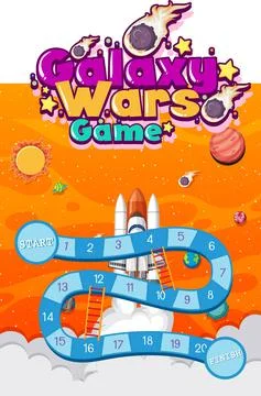 Game template with space theme background Stock Illustration