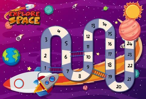 Game template with space theme background Illustrazione stock