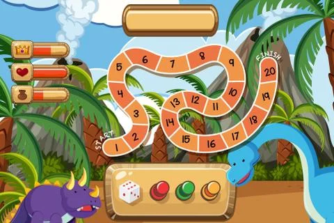 Game template with two dinosaurs Stock Illustration