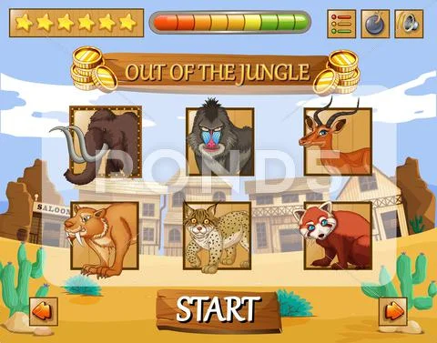 Game Template With Wild Animals As Characters
