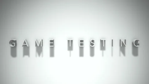 Game testing 3D title animation white text on a white background Stock Footage 299373939