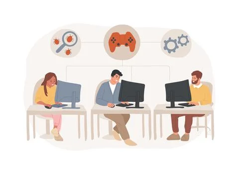 Game testing isolated cartoon vector illustrations. Stock Illustration