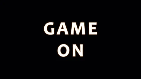 Game On text animation with glowing embers transition for competitive gamin.. Video stock 344036793
