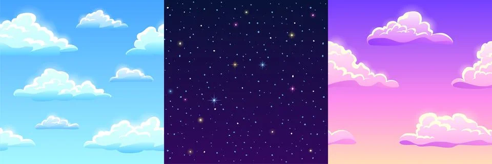 Game textures of clouds or stars seamless patterns 스톡 일러스트