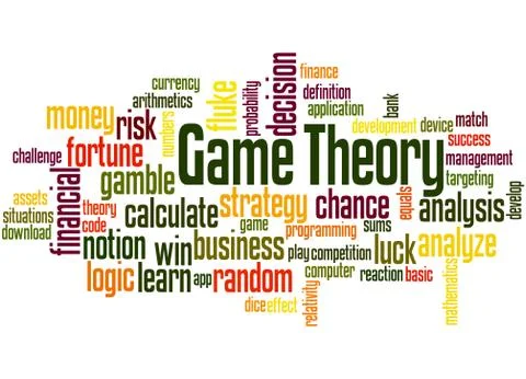 Game theory, word cloud concept Illustrazione stock
