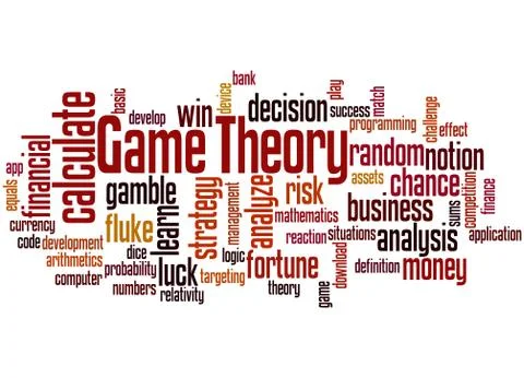 Game theory, word cloud concept Illustrazione stock