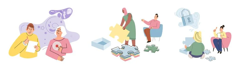 Game therapy. Training through game-based learning promotes active participation Stock Illustration
