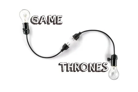 Game thrones phrase and light bulb, hand writing, strategy 스톡 사진