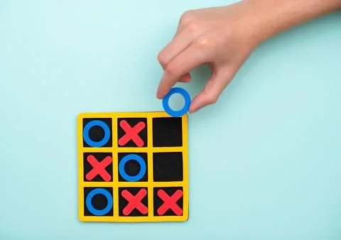 A game of tic tac toe. Concept XO Win Challenge. Developmental game for children Stock Photos