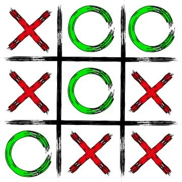 Game Tic tac toe. Tic-tac-toe in grunge style. Board game icon and crosses bo Stock Illustration