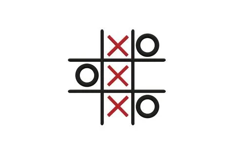 Game tic-tac-toe on white background, 3D model Stock Photos