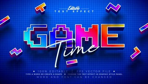 Game Time Editable Text Effect Design Vector Graphic Style with Scalable 3d R イラスト素材