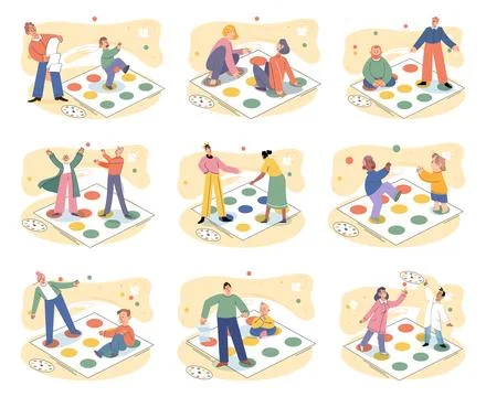 Game together Board games provide platform for people to interact, communicate Stock Illustration