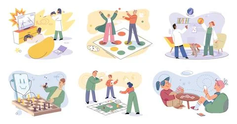 Game together Board games stimulate mind and promote critical thinking skills Stock Illustration