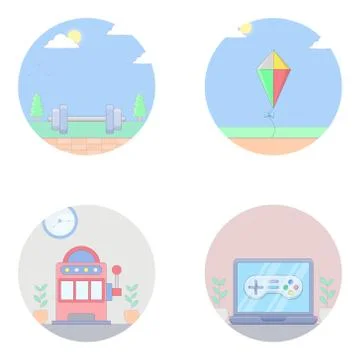 Game Tools and Machines Flat Icons Pack Stock Illustration