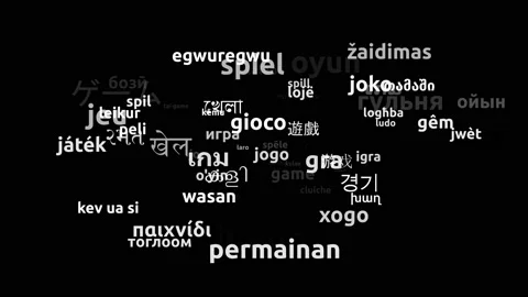 Game Translated in 70 Worldwide Languages Endless Looping 3d Zooming Wordclou Stock Footage 145196542