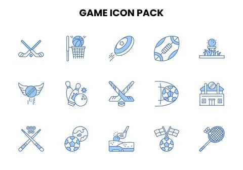 Game Two Color Blue Graphics Icons Pack Ilustração Stock