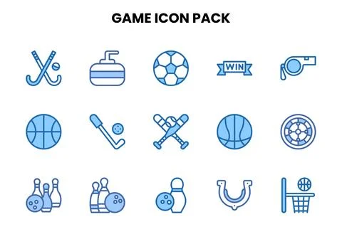 Game Two Colour Bundle Icons Pack Stock Illustration
