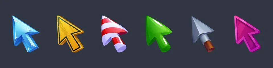 Game ui arrow cursor, cute mouse pointer vector Illustrazione stock