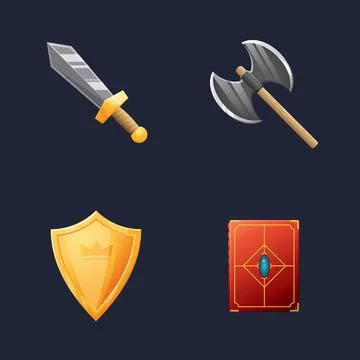 Game UI assets set. Gaming user interface icons collection. vector illustrati Stock Illustration