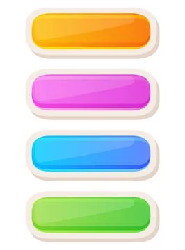 Game UI button. Mobile application or game interface element. Cartoon colorful Stock Illustration