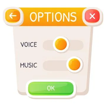 Game UI button. Mobile application or game interface element. Cartoon colorful 스톡 일러스트