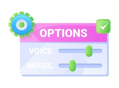 Game UI button. Mobile application or game interface element. Cartoon colorful Stock Illustration