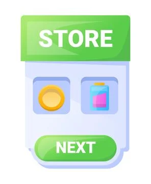 Game UI button. Mobile application or game interface element. Cartoon colorful Illustrazione stock