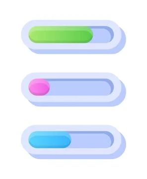 Game UI button. Mobile application or game interface element. Cartoon colorful Stock Illustration