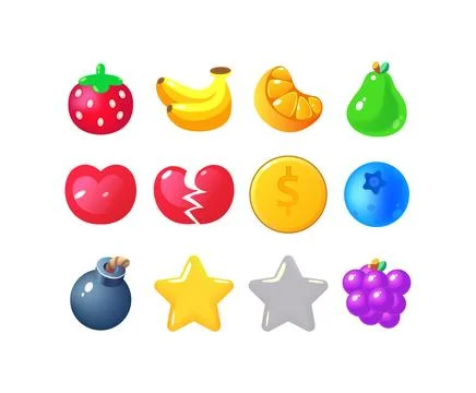 Game UI icons. Mobile application or game interface elements. Cartoon colorful Stock Illustration