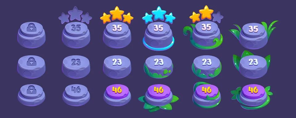 Game ui interface indicator, select level cartoon 스톡 일러스트