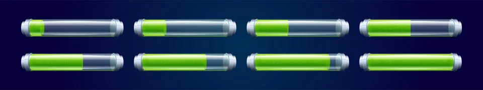 Game ui loading progress bars vector resources set Stock Illustration