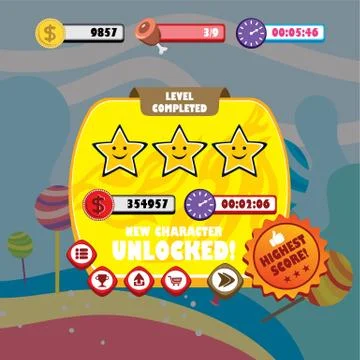 Game ui menu application mobile app Stock Illustration