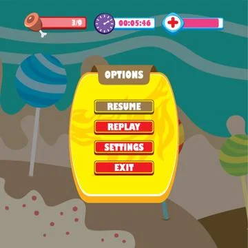 Game ui menu application mobile app Stock Illustration