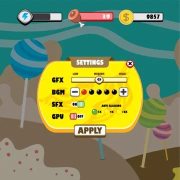 Game ui menu application mobile app Stock Illustration