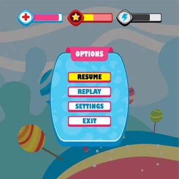Game ui menu application mobile app Stock Illustration