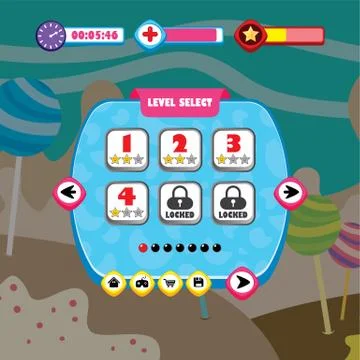 Game ui menu application mobile app Stock Illustration