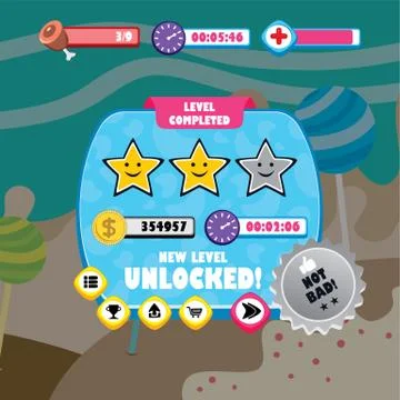 Game ui menu application mobile app Stock Illustration