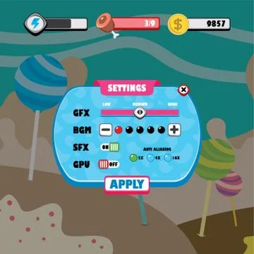 Game ui menu application mobile app Stock Illustration