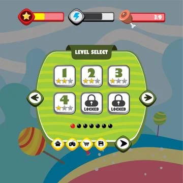 Game ui menu application mobile app Stock Illustration