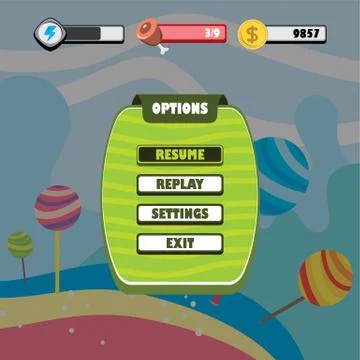 Game ui menu application mobile app Stock Illustration