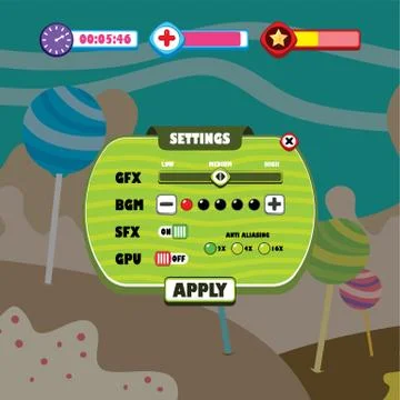 Game ui menu application mobile app Stock Illustration