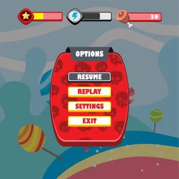 Game ui menu application mobile app Stock-Illustration