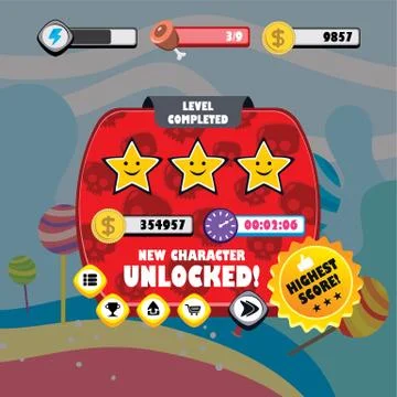 Game ui menu application mobile app Stock-Illustration