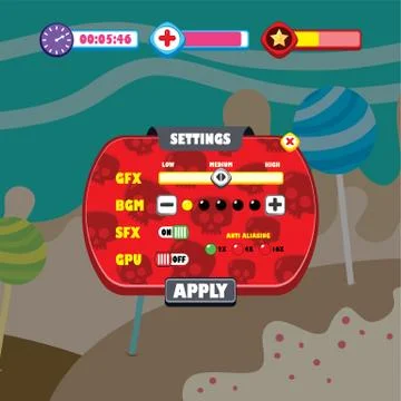 Game ui menu application mobile app Stock Illustration