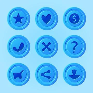 Game ui menu blue elements - vector set for mobile game Stock Illustration
