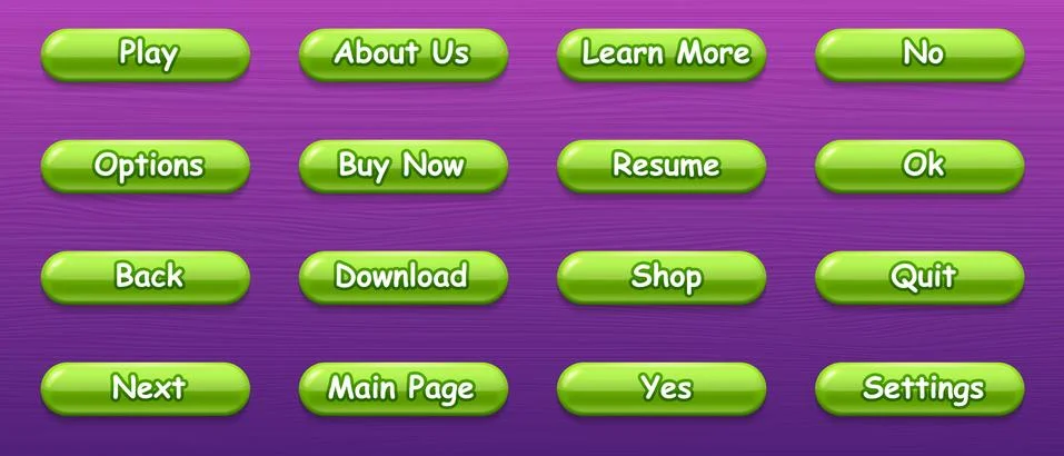 Game ui set 2D buttons Stock Illustration